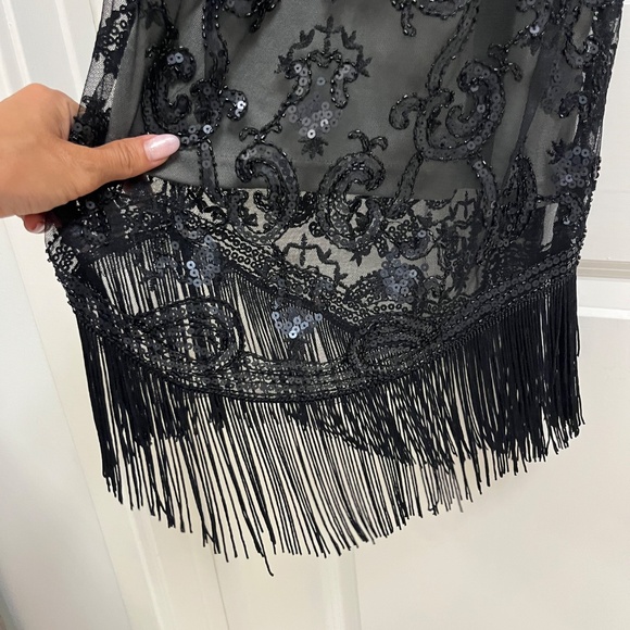Heaven & Hell Black Beaded Fringe Flapper Dress – Size M - Picture 4 of 15